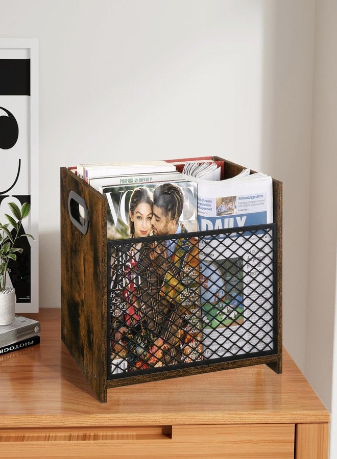 YINMIT Magazine Holder, Magazine Rack for Desktop and Home Office, Farmhouse File Storage Basket for Letters, Magazines, Books, Newspapers (Large) - Image 3